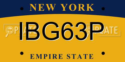 IBG63P New York License Plate