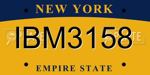IBM3158 New York License Plate