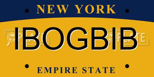 IBOGBIB New York License Plate