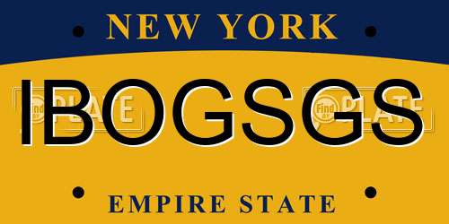 IBOGSGS New York License Plate