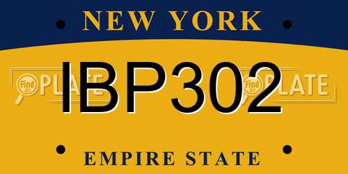 IBP302 New York License Plate