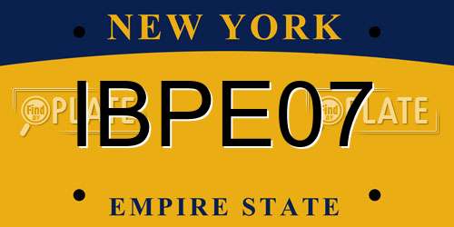IBPE07 New York License Plate