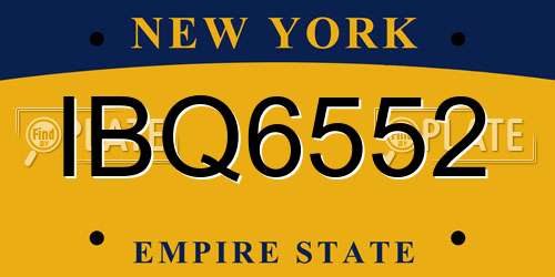 IBQ6552 New York License Plate