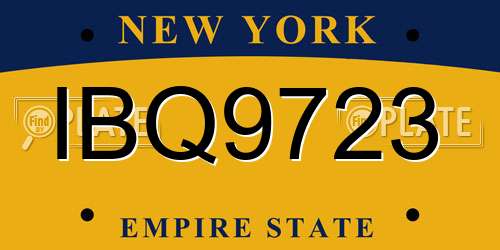 IBQ9723 New York License Plate