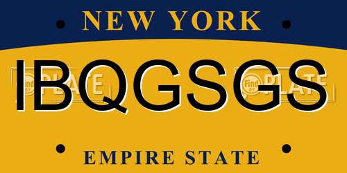 IBQGSGS New York License Plate