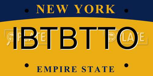 IBTBTTO New York License Plate