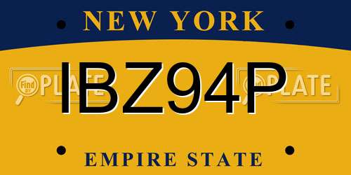 IBZ94P New York License Plate