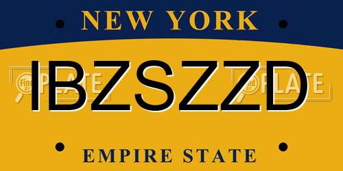 IBZSZZD New York License Plate