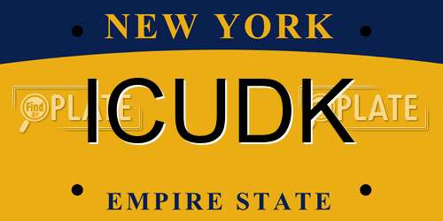 ICUDK New York License Plate