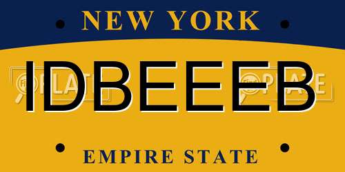 IDBEEEB New York License Plate