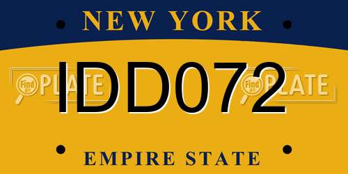 IDD072 New York License Plate