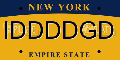 IDDDDGD New York License Plate