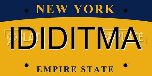 IDIDITMA New York License Plate