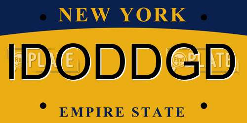 IDODDGD New York License Plate