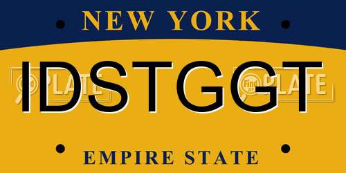 IDSTGGT New York License Plate