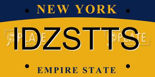 IDZSTTS New York License Plate