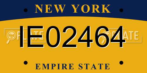 IE02464 New York License Plate