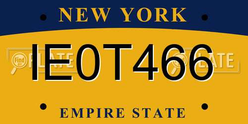 IE0T466 New York License Plate