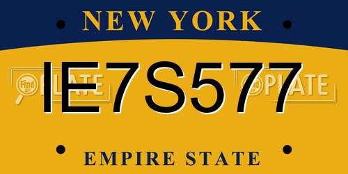 IE7S577 New York License Plate