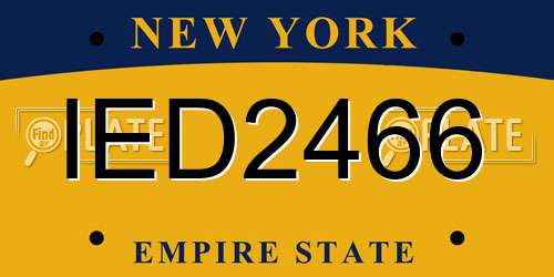 IED2466 New York License Plate