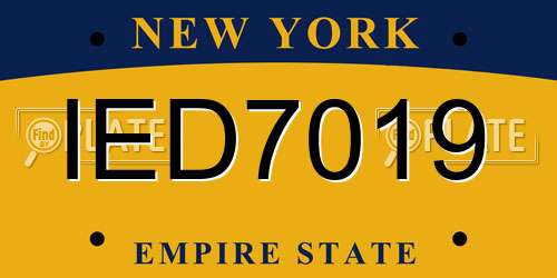 IED7019 New York License Plate