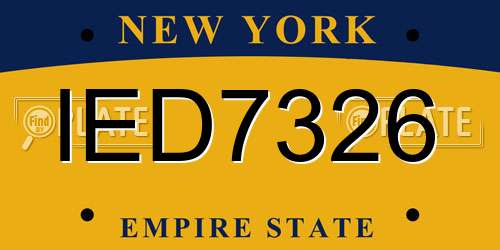 IED7326 New York License Plate