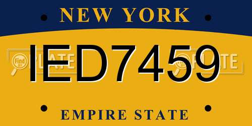 IED7459 New York License Plate