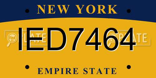 IED7464 New York License Plate