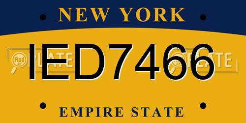 IED7466 New York License Plate