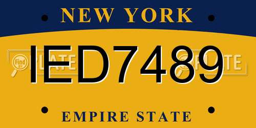 IED7489 New York License Plate