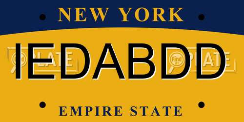 IEDABDD New York License Plate