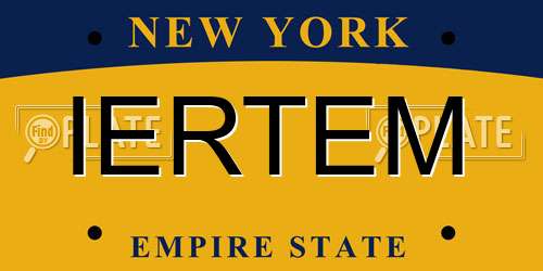 IERTEM New York License Plate