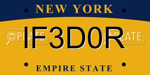 IF3D0R New York License Plate