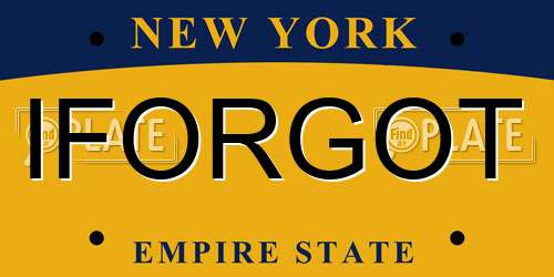 IFORGOT New York License Plate