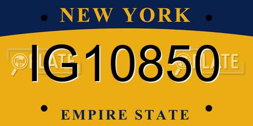 IG10850 New York License Plate