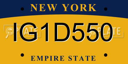 IG1D550 New York License Plate