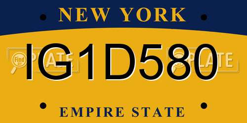 IG1D580 New York License Plate