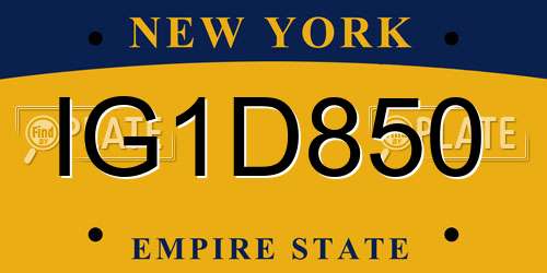 IG1D850 New York License Plate