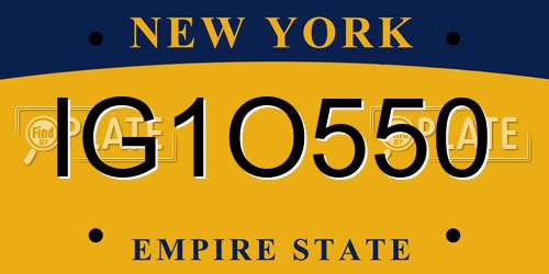 IG1O550 New York License Plate