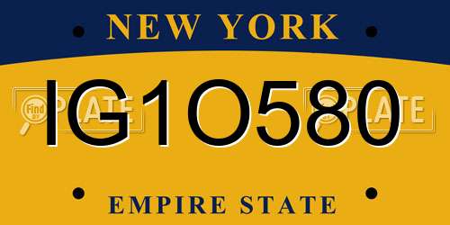 IG1O580 New York License Plate