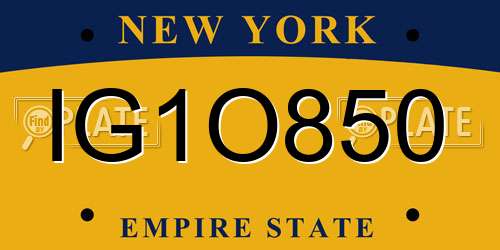 IG1O850 New York License Plate