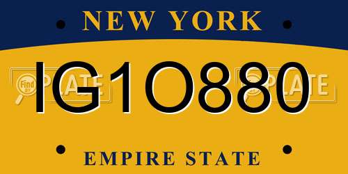 IG1O880 New York License Plate