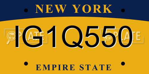 IG1Q550 New York License Plate