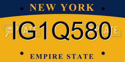 IG1Q580 New York License Plate
