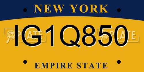 IG1Q850 New York License Plate