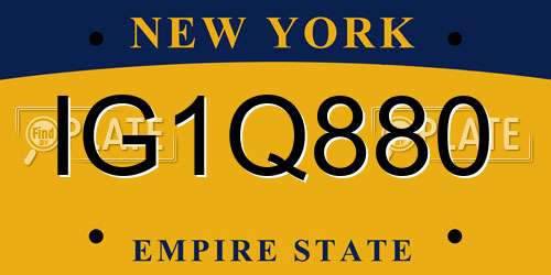 IG1Q880 New York License Plate
