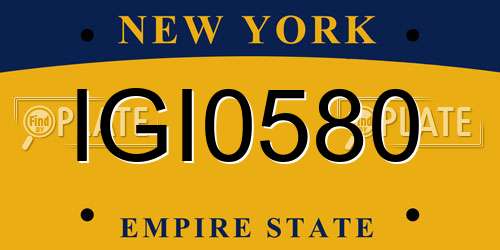 IGI0580 New York License Plate