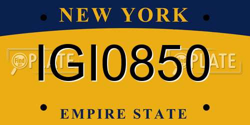 IGI0850 New York License Plate