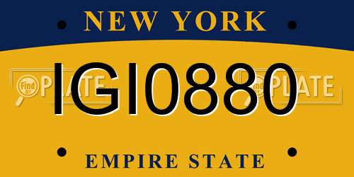 IGI0880 New York License Plate