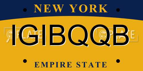 IGIBQQB New York License Plate